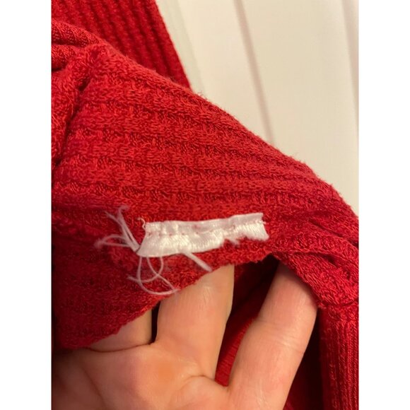 We The Free Red Thermal Waffle Long Sleeve Womens Top Size S - Picture 5 of 8